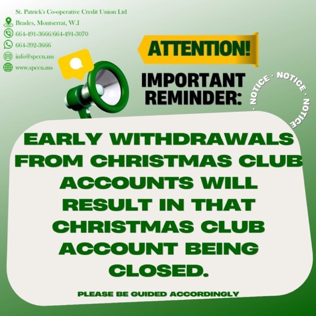Notice to Members: Christmas Club Accounts