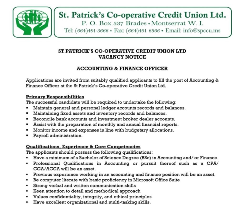 Vacancy Notice – Accounting & Finance Officer
